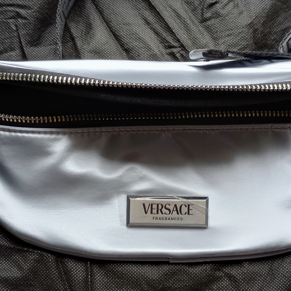 Versace Silver and Black Belt Bag